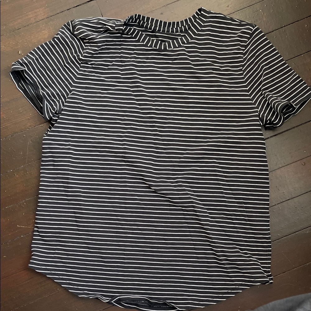 Lululemon Black and White Striped Short Sleeve Love Tee
